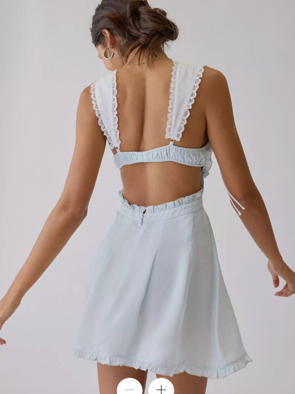 For Love & Lemons UO Exclusive Holland Satin Mini Dress in blue size M NWT - Picture 2 of 3